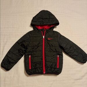 Nike black and red puffer coat